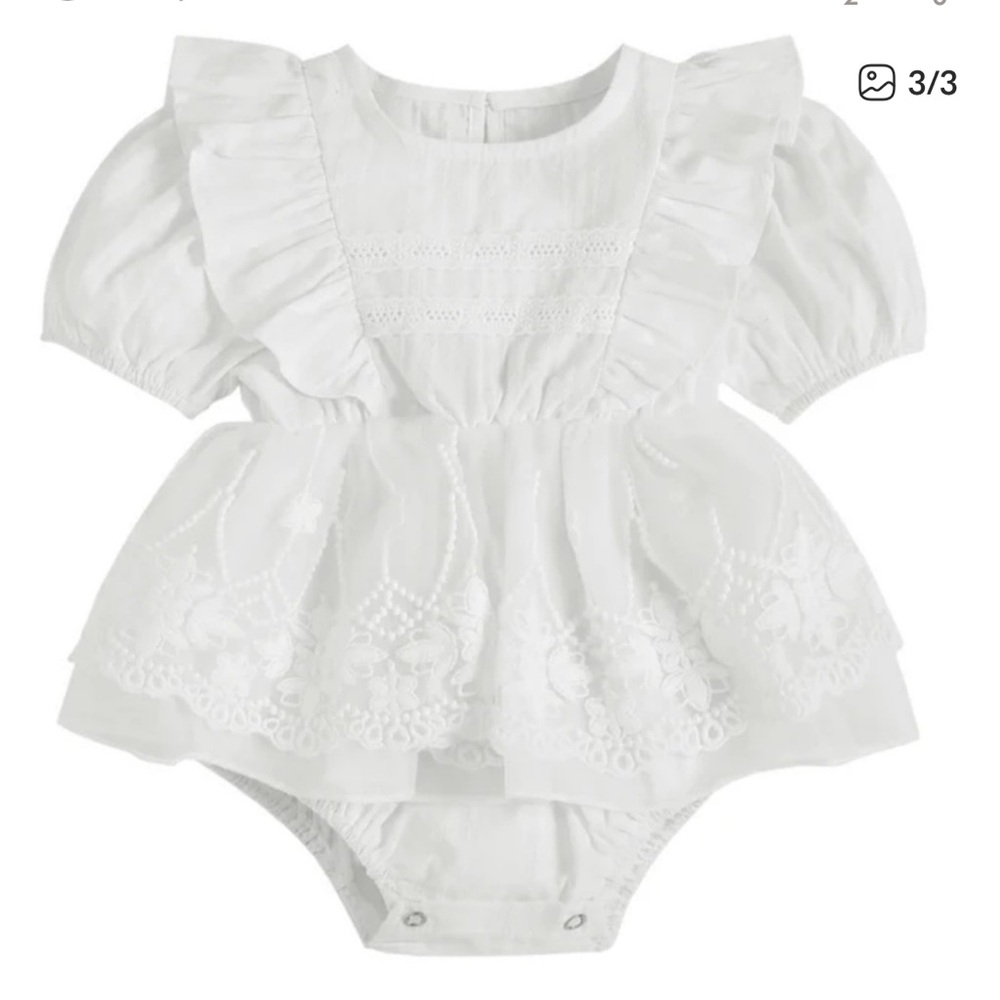 NWT Sam & Louloute White Eva Romper available in 6mos and 12-18mos